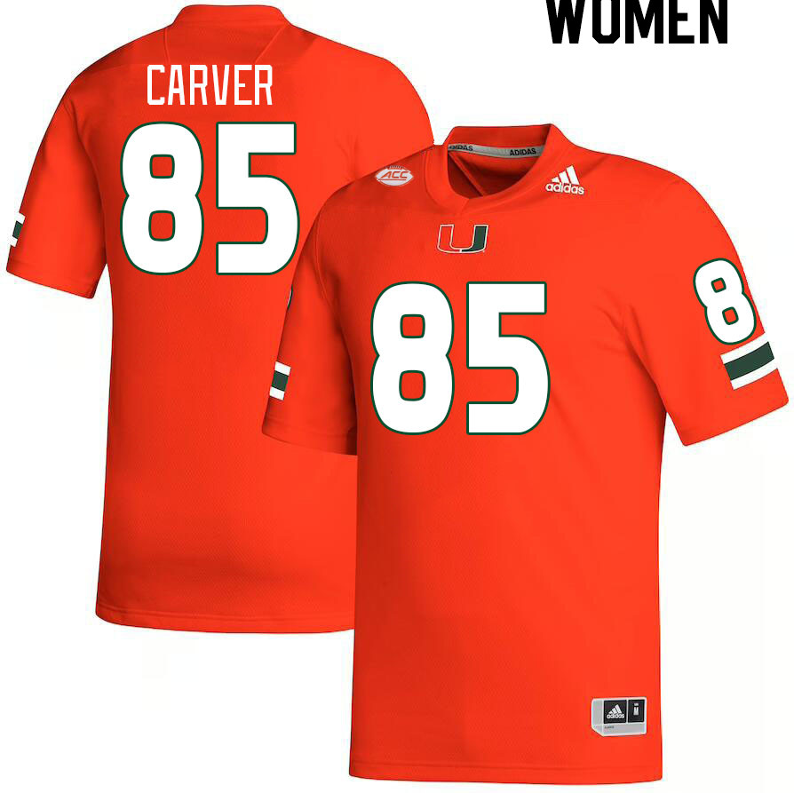 Women #85 Jackson Carver Miami Hurricanes College Football Jerseys Stitched-Orange